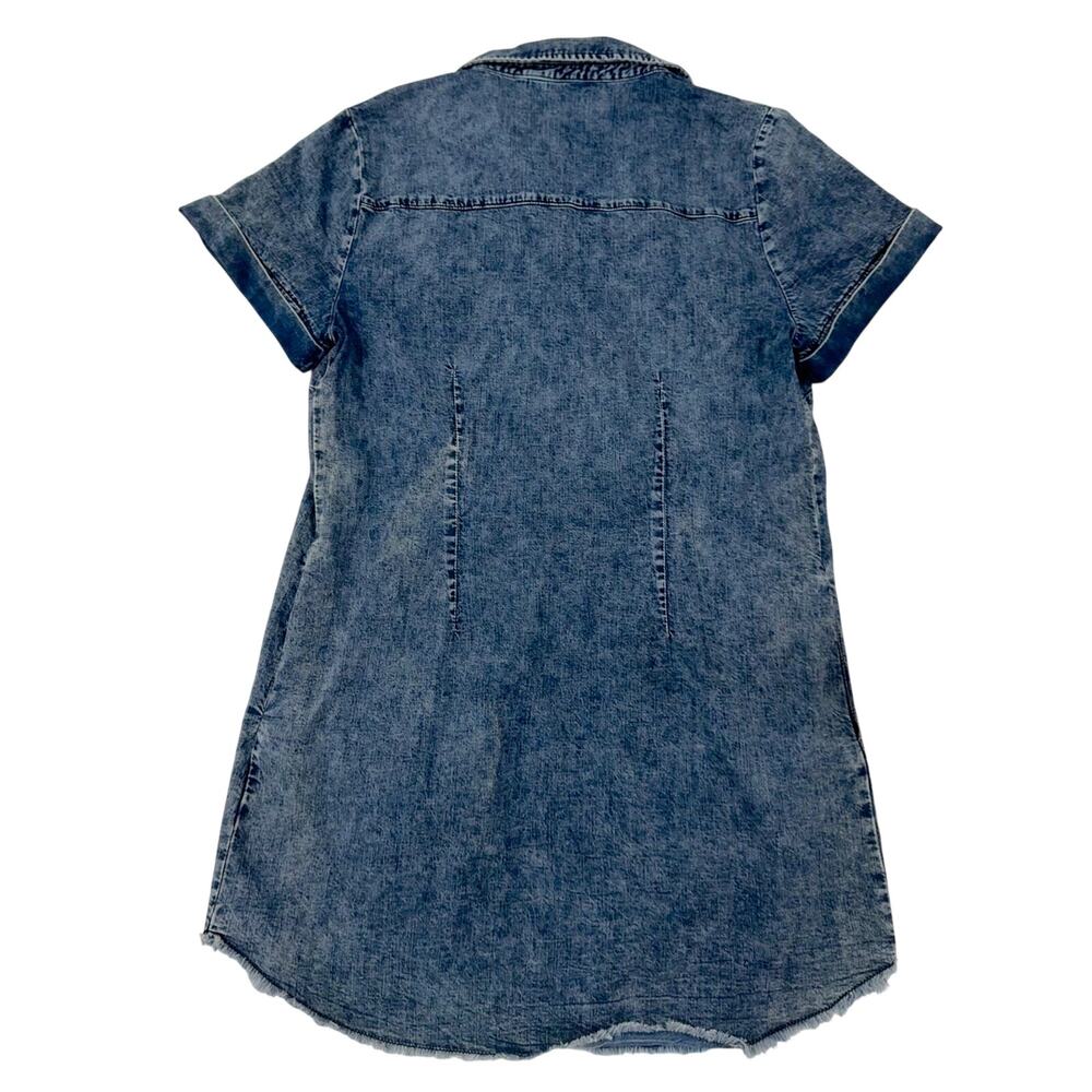 KUT Denim Shirt Dress Women's Large Blue Cotton Linen Raw Hem Festival Western - Picture 3 of 15